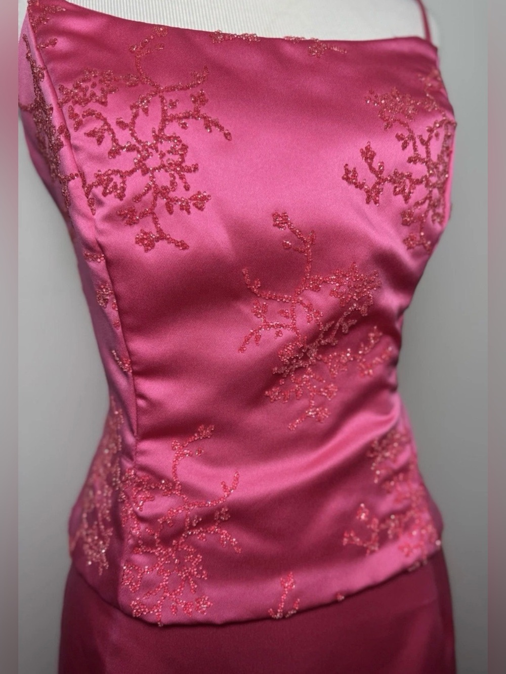 Zum Zum by Niki Livas Y2K Pink Beaded Corset 2 Pc Formal Gown Maxi Skirt USA